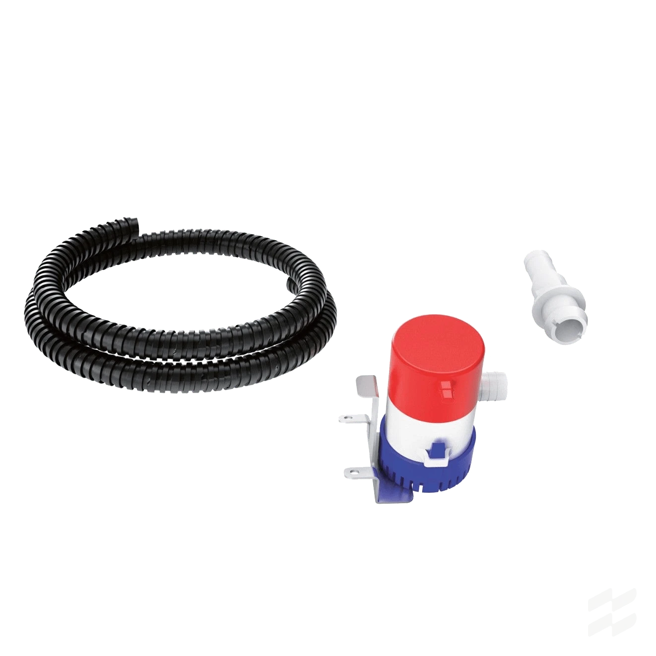 Een bilgepomp zorgt voor extra gemoedsrust door het motorcompartiment droog te houden. De kit bevat alle nodige onderdelen voor installatie