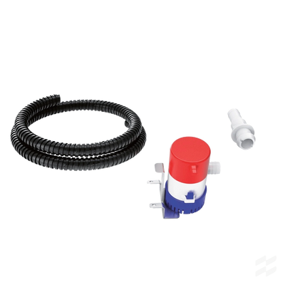 Een bilgepomp zorgt voor extra gemoedsrust door het motorcompartiment droog te houden. De kit bevat alle nodige onderdelen voor installatie